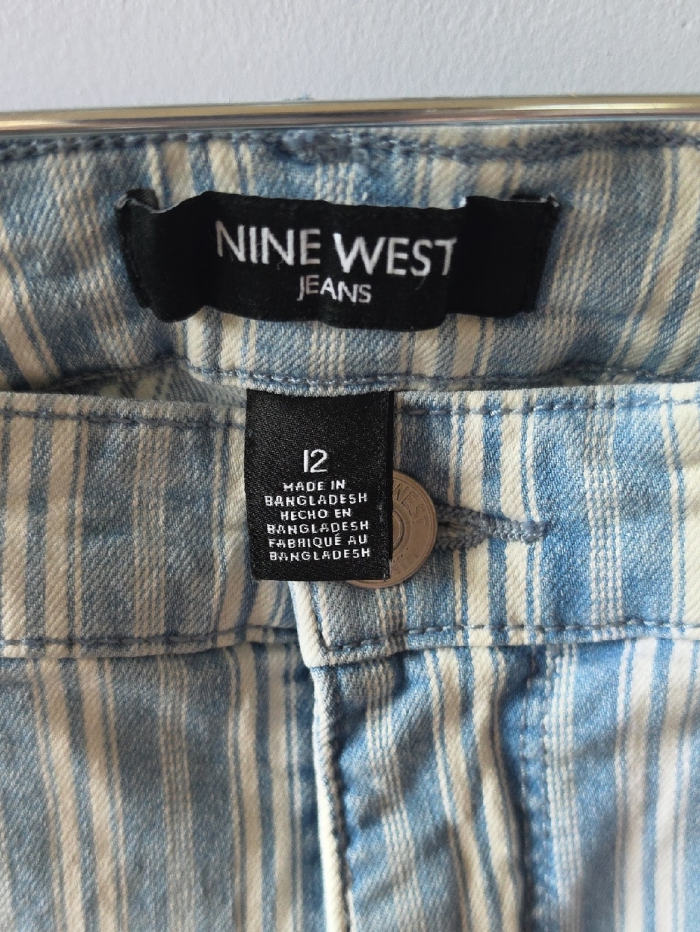 Nine West Blue and White Striped Cropped Jeans Christie Capri - Picture 3 of 6